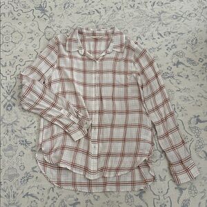 Lucky Brand Tan and White Checkered Shirt